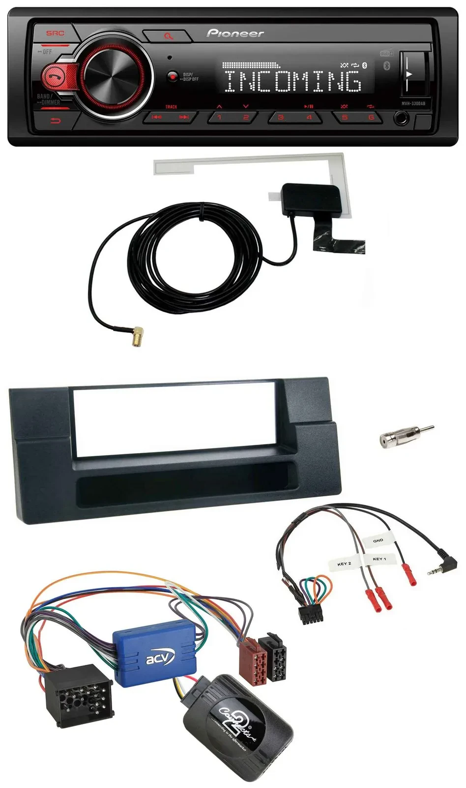 Pioneer USB Lenkrad DAB Bluetooth Autoradio für BMW 5er E39 96-04 Aktivsystem Ab