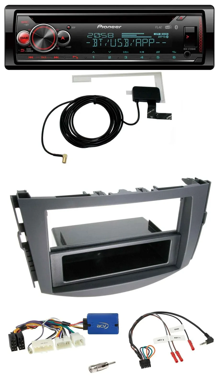 Автомагнитола для Toyota RAV4 Pioneer DAB, CD, USB, Bluetooth, поддержка кнопок на руле (2011–2013)