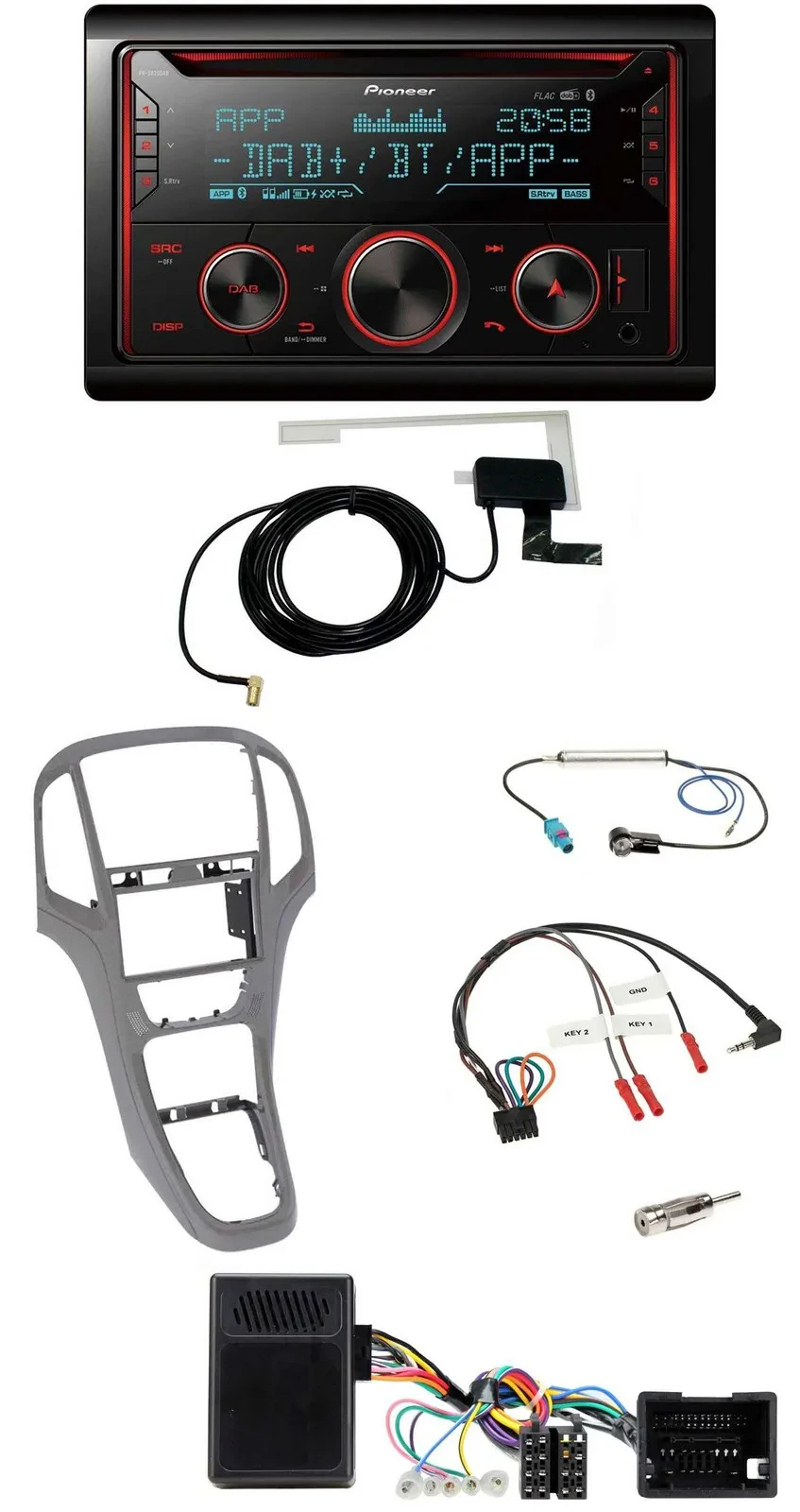 Pioneer 2DIN Lenkrad DAB USB CD Bluetooth Autoradio für Opel Astra J ab 2009 Tit