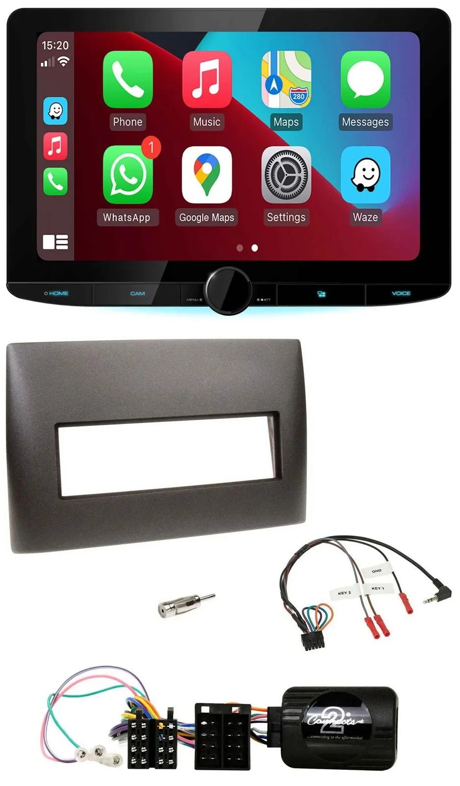 Kenwood Lenkrad USB DAB Bluetooth Autoradio für Fiat Stilo 2001-2007 schwarz