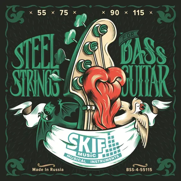 Струны для бас-гитары SKIFMUSIC BSS-4-55115 55-115