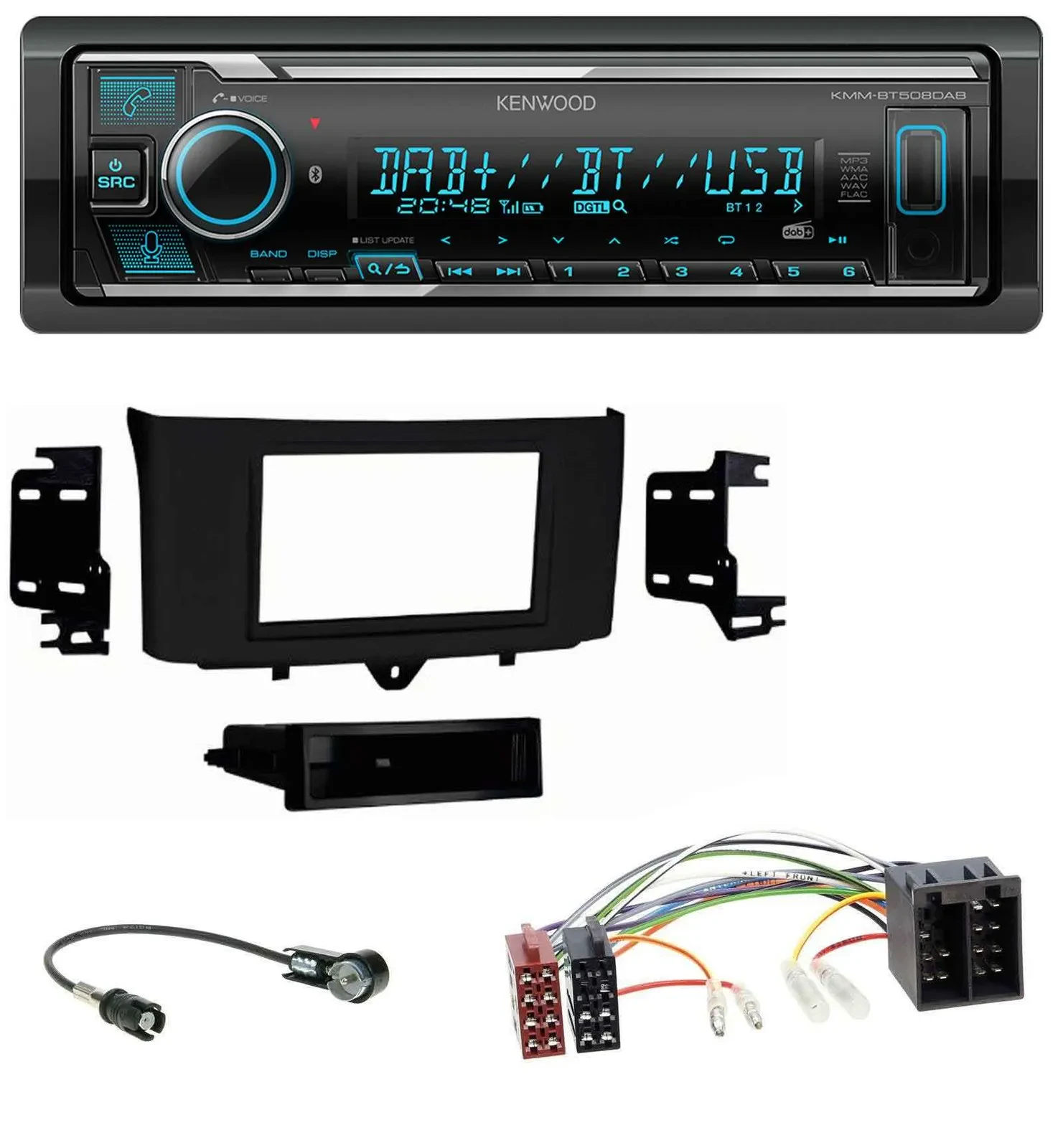 Kenwood Bluetooth MP3 DAB USB Autoradio für Smart ForTwo (2010-2015)