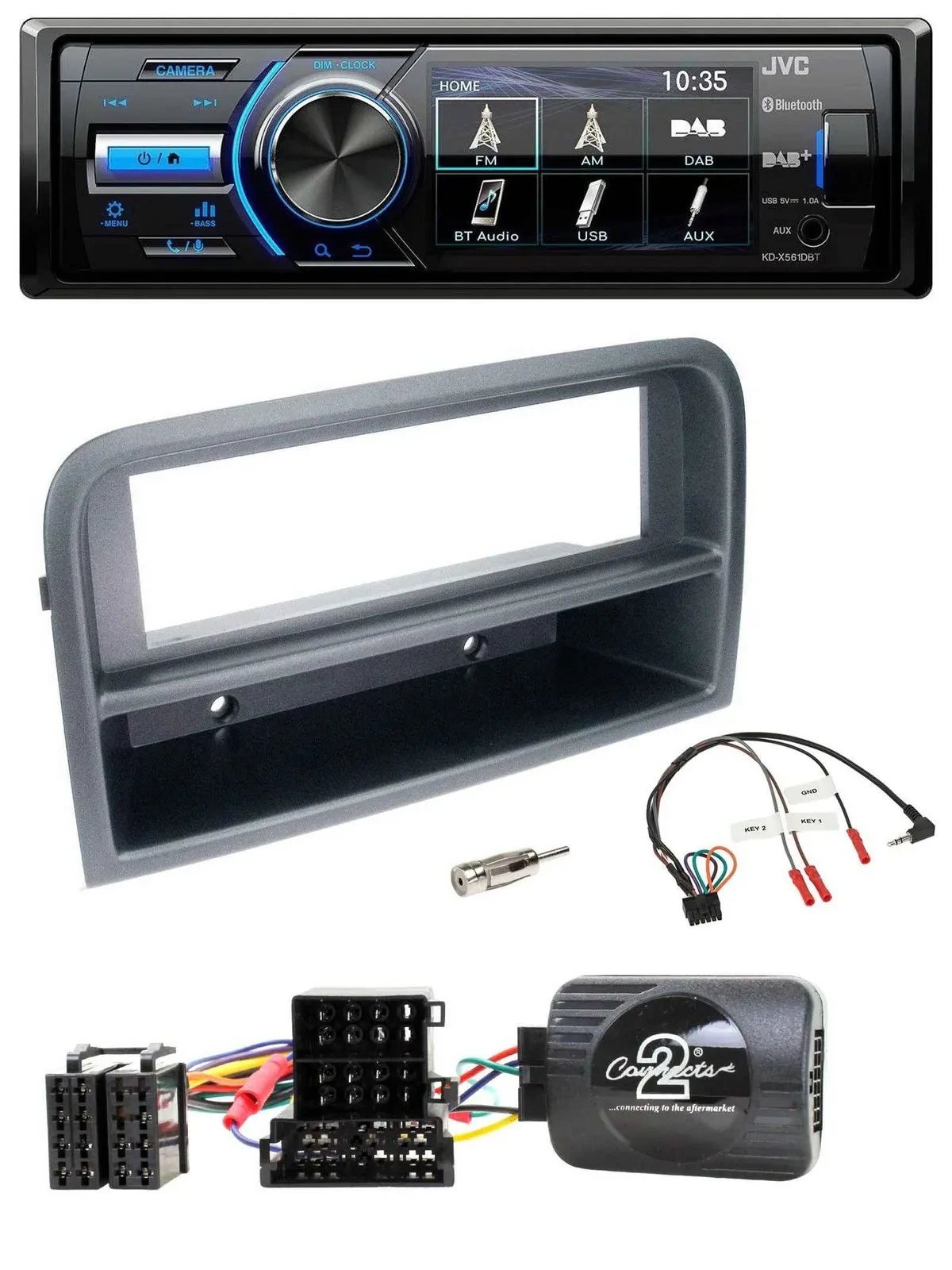 JVC Bluetooth Lenkrad USB DAB Autoradio für Fiat Croma 2005-2010
