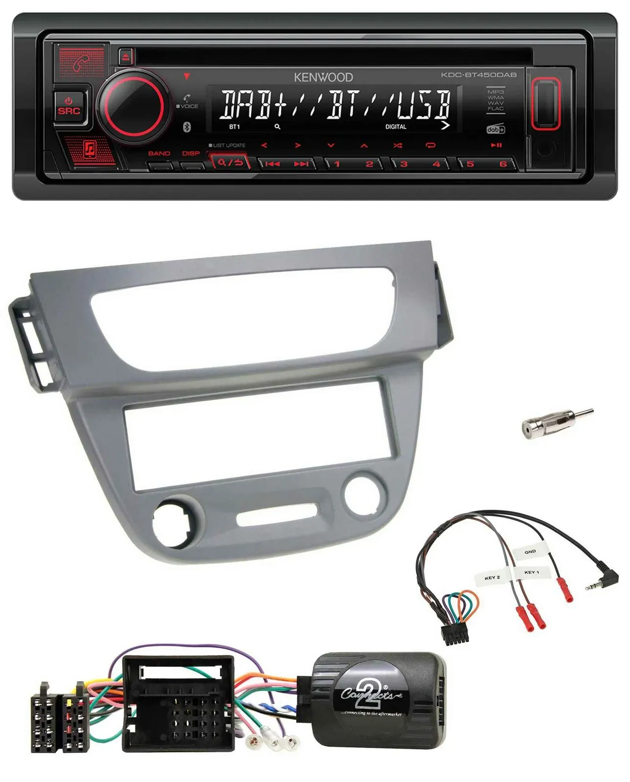 Автомагнитола Kenwood CD, USB, Bluetooth, DAB для Renault Megane III (2009–2012)