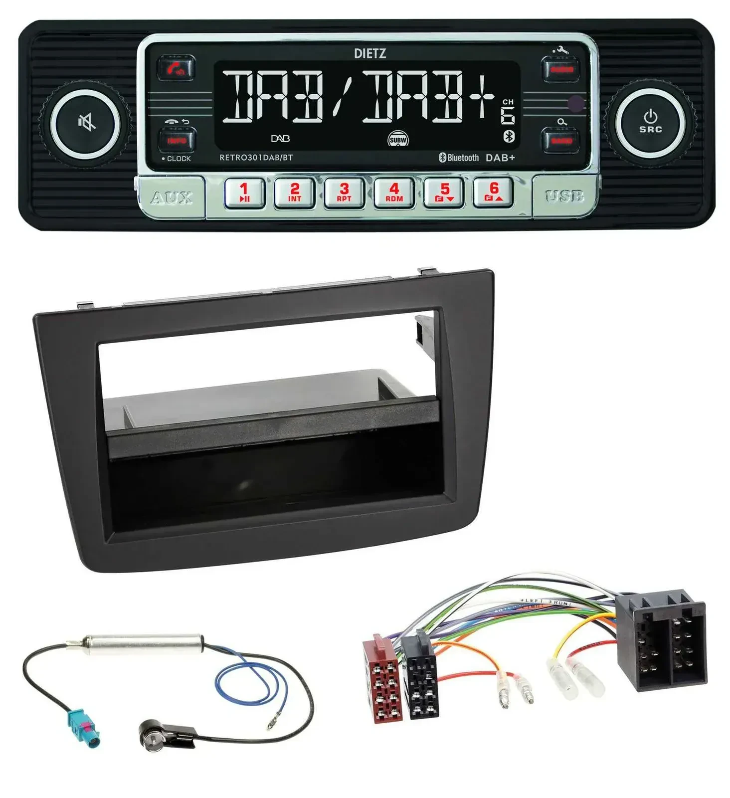 Dietz USB DAB MP3 Bluetooth Autoradio für Alfa Romeo Mito 955 08-14 ISO schwarz