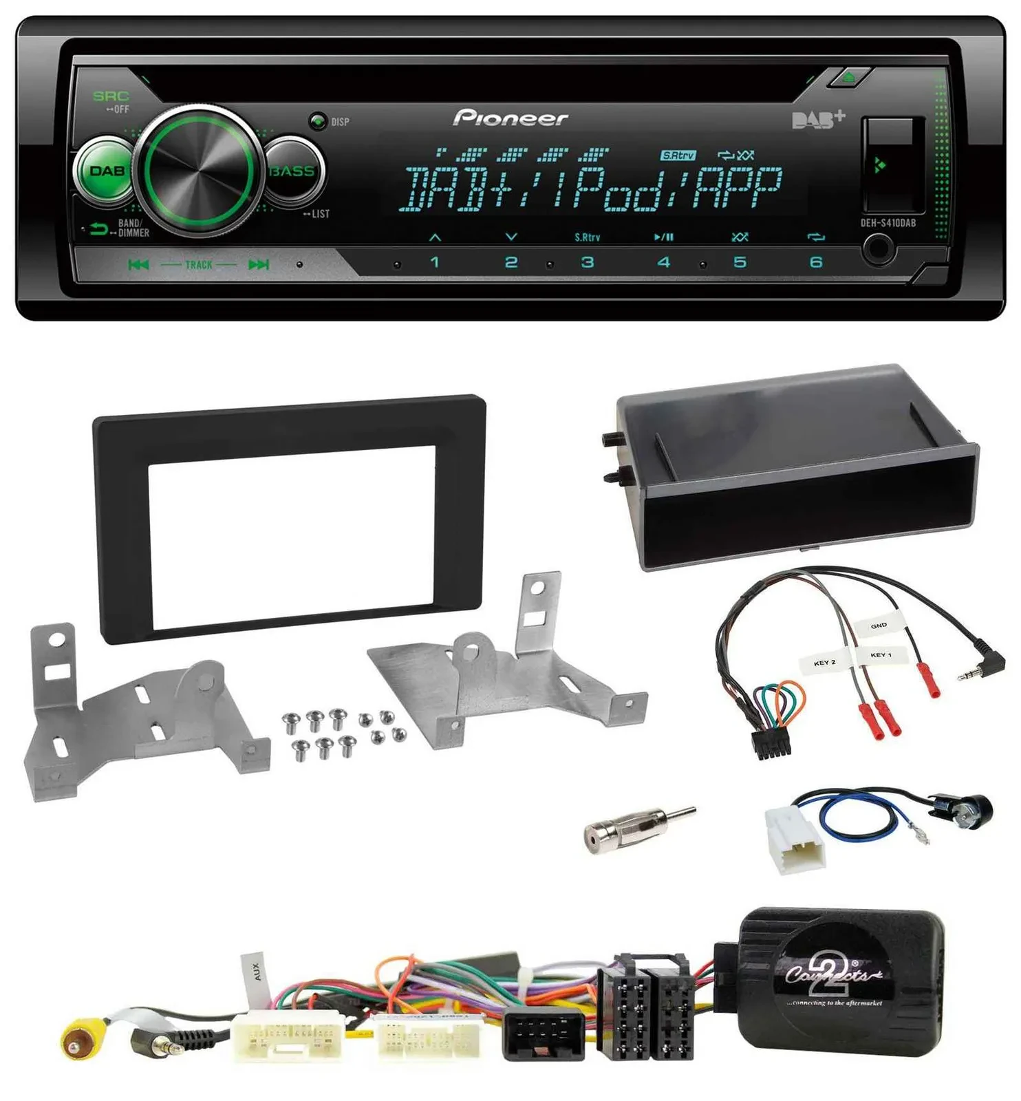 Автомагнитола для Toyota Aygo (AB7) Pioneer CD, USB, MP3, DAB, черный, поддержка кнопок на руле