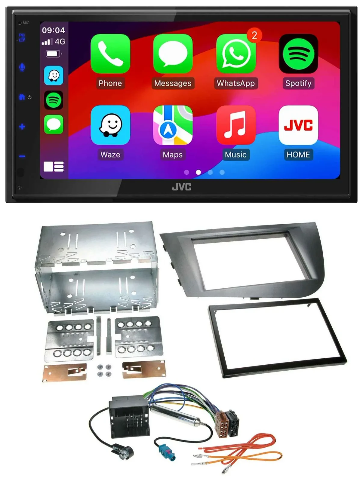 Автомагнитола для Seat Leon (2005–2009) JVC 2DIN Bluetooth DAB USB серебристая