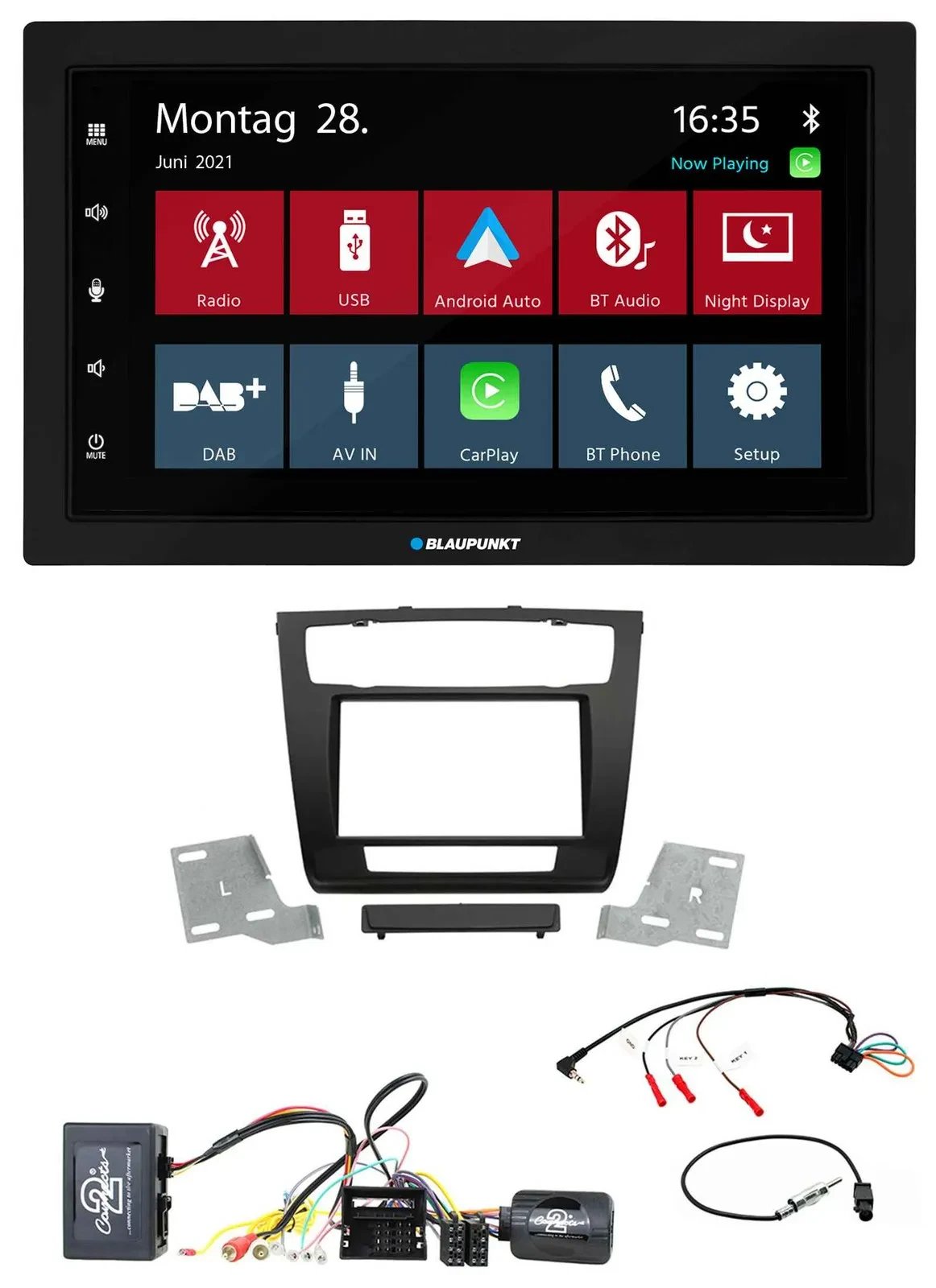 Blaupunkt Lenkrad Bluetooth DAB 2DIN USB Autoradio für BMW 1er Aktiv aut. Klima