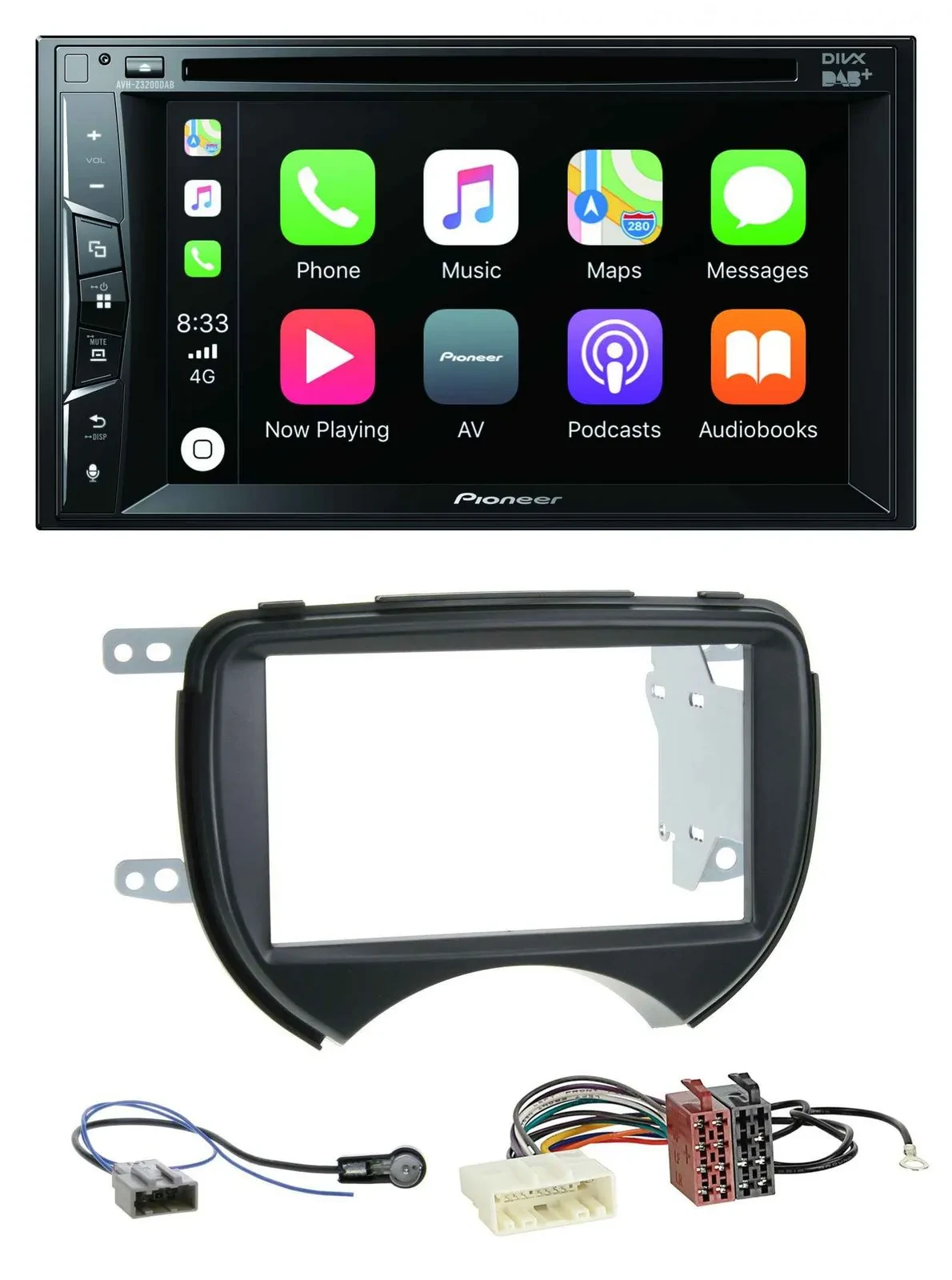 Pioneer MP3 USB DVD Bluetooth DAB 2DIN Autoradio für Nissan Micra 10-13 schwarz