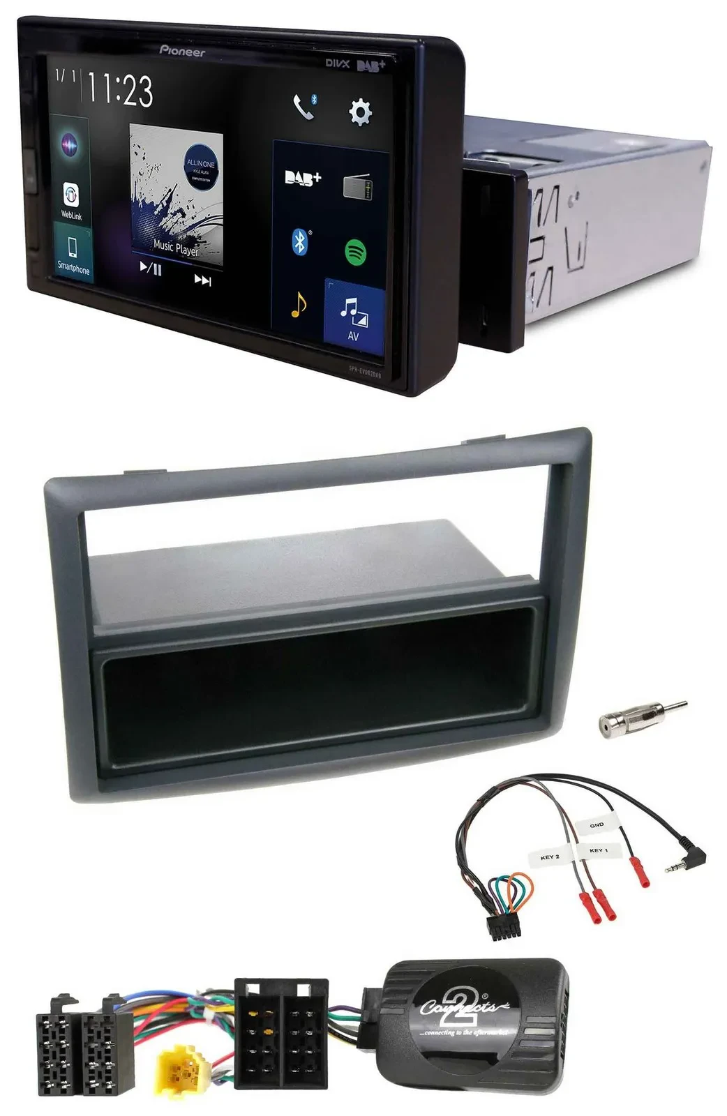 Автомагнитола Pioneer DAB Bluetooth USB для Renault Megane 2007–2008, с поддержкой управления с руля, черная