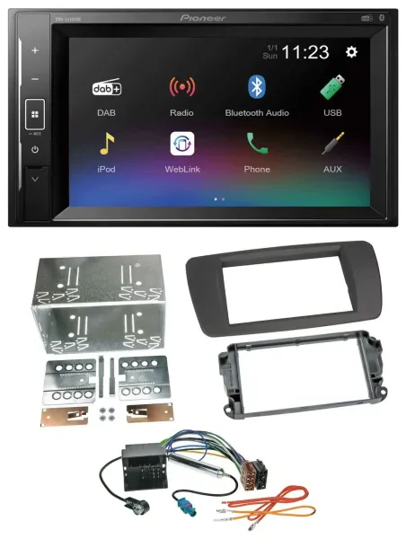 Pioneer DAB MP3 2DIN Bluetooth USB Autoradio für Seat Ibiza ab 08 tuam-grey