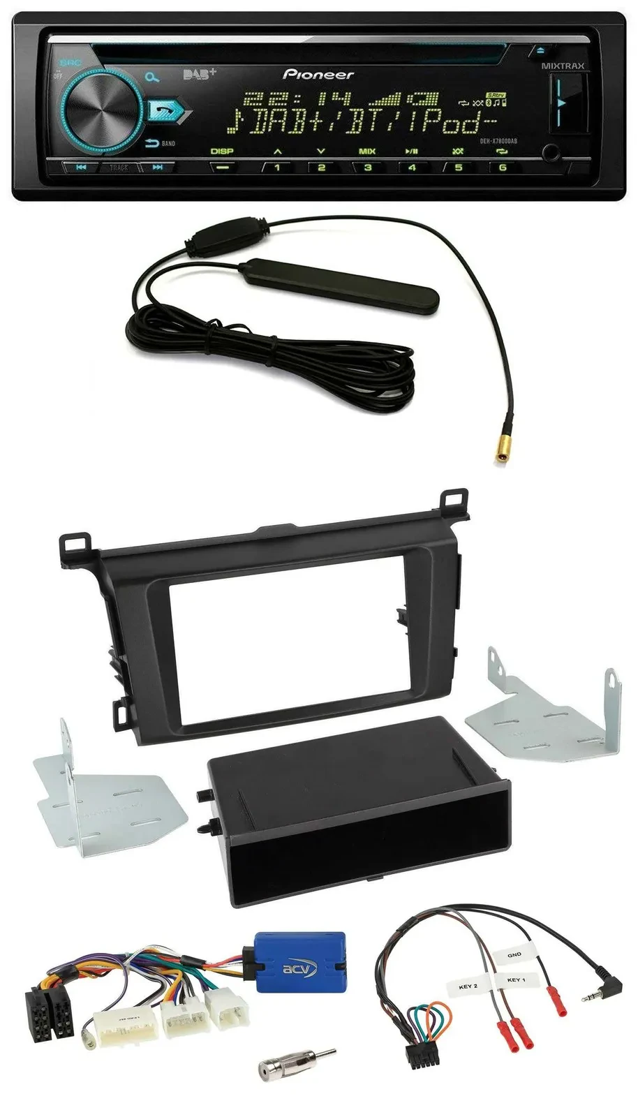 Автомагнитола для Toyota RAV4 Pioneer CD/MP3, DAB, USB, поддержка кнопок на руле (с 2013)