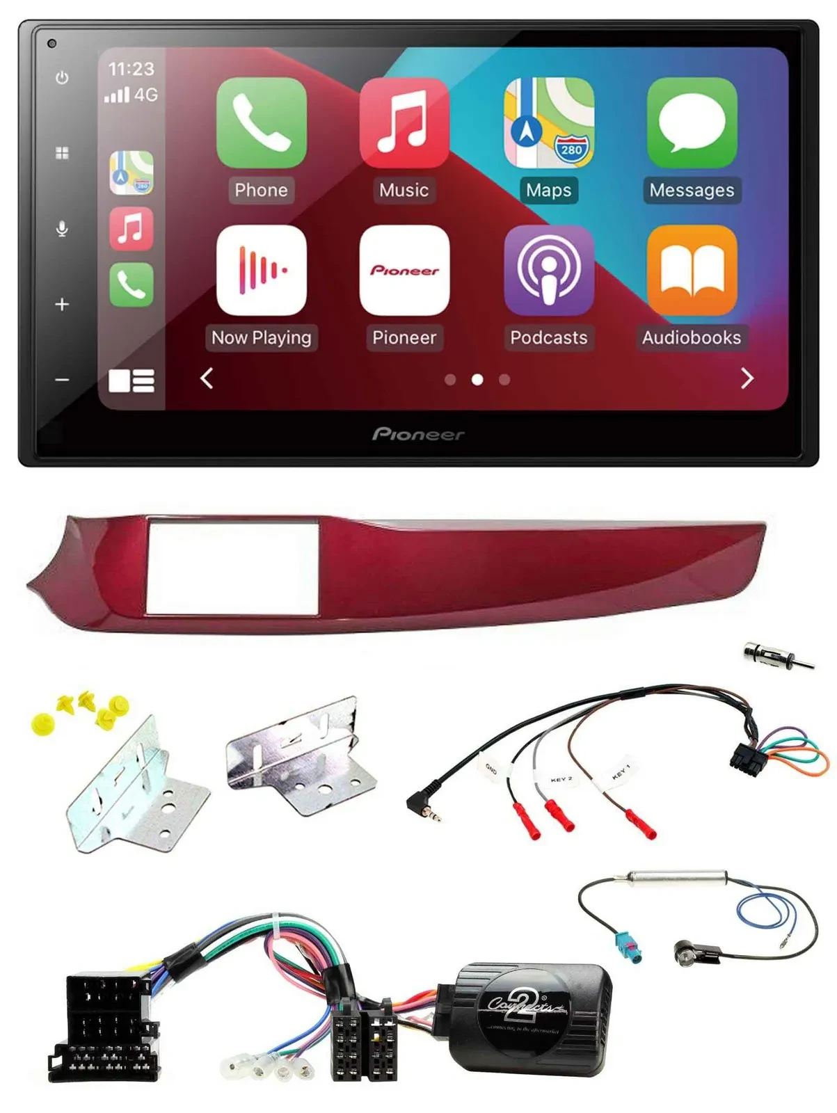 Pioneer USB Lenkrad DAB 2DIN Bluetooth Autoradio für Alfa Giulietta rot 940 2010