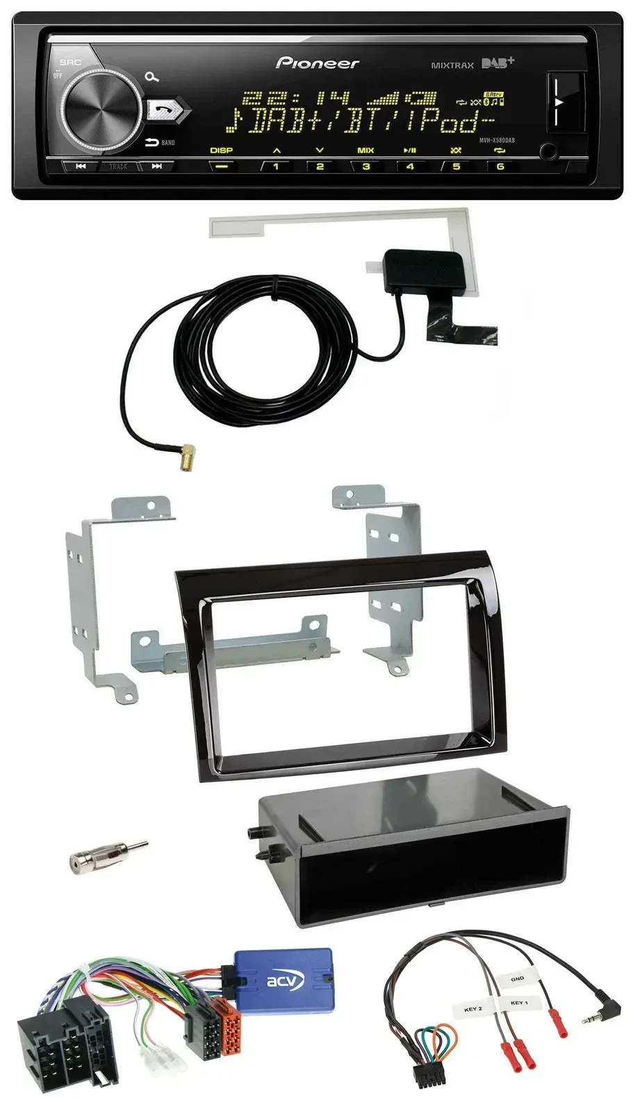 Автомагнитола для Fiat Ducato 2008–2011 Pioneer Bluetooth DAB USB, поддержка кнопок на руле, черный глянец