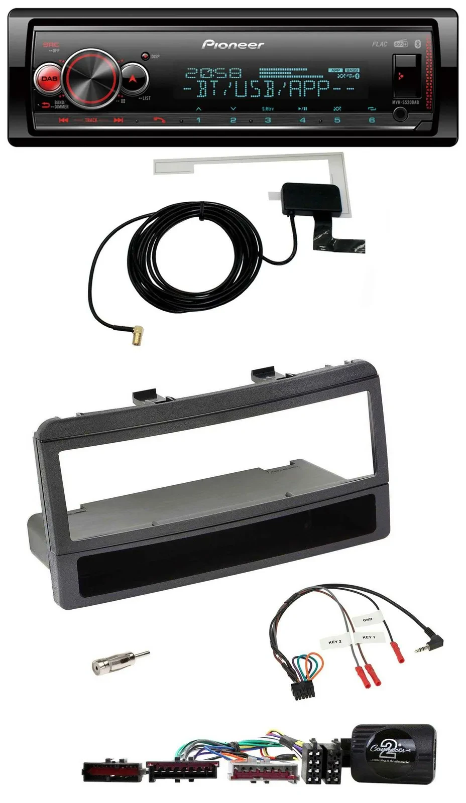 Автомагнитола Pioneer Bluetooth, DAB, USB, поддержка кнопок на руле для Ford Mondeo 2000–2002 черный