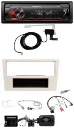 Pioneer 1DIN USB DAB MP3 Lenkrad Autoradio für Opel Corsa D 2006-2008 perl-weiss