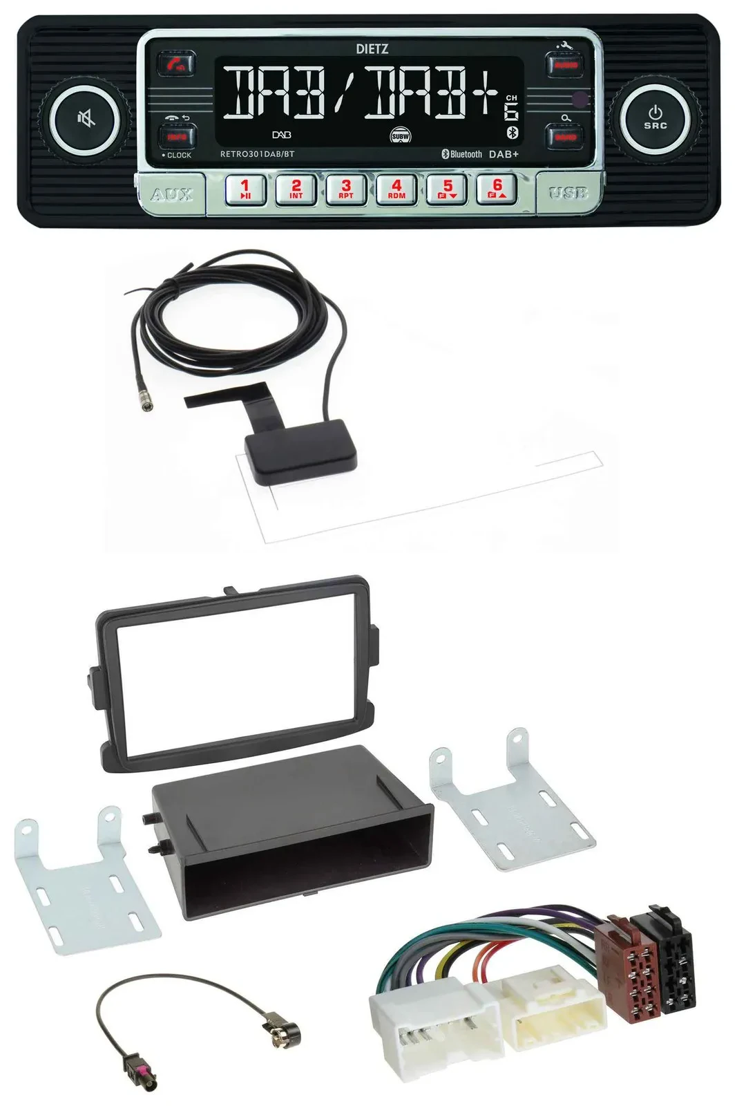 Dietz DAB Bluetooth USB MP3 Autoradio für Dacia Logan Sandero Opel Vivaro