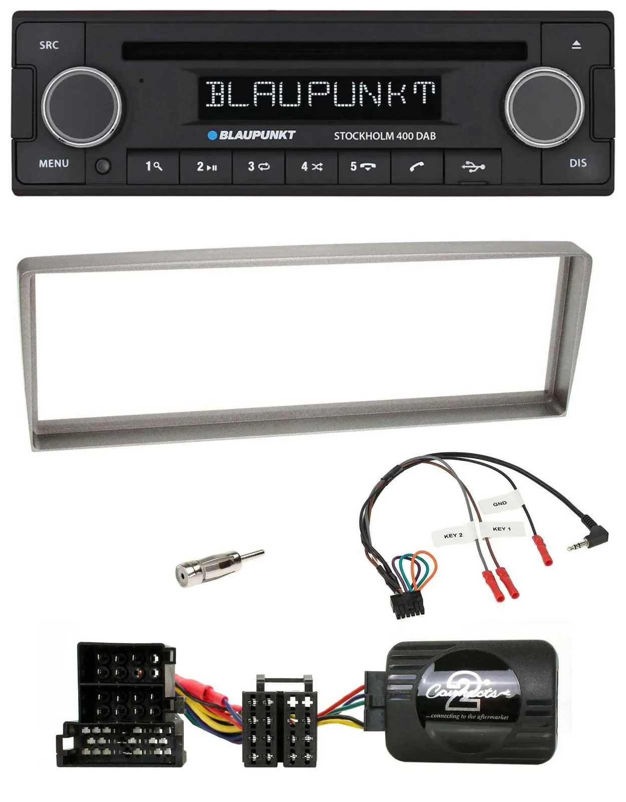 Blaupunkt Lenkrad Bluetooth DAB CD USB Autoradio für Alfa Romeo 156 ab 2003 silb