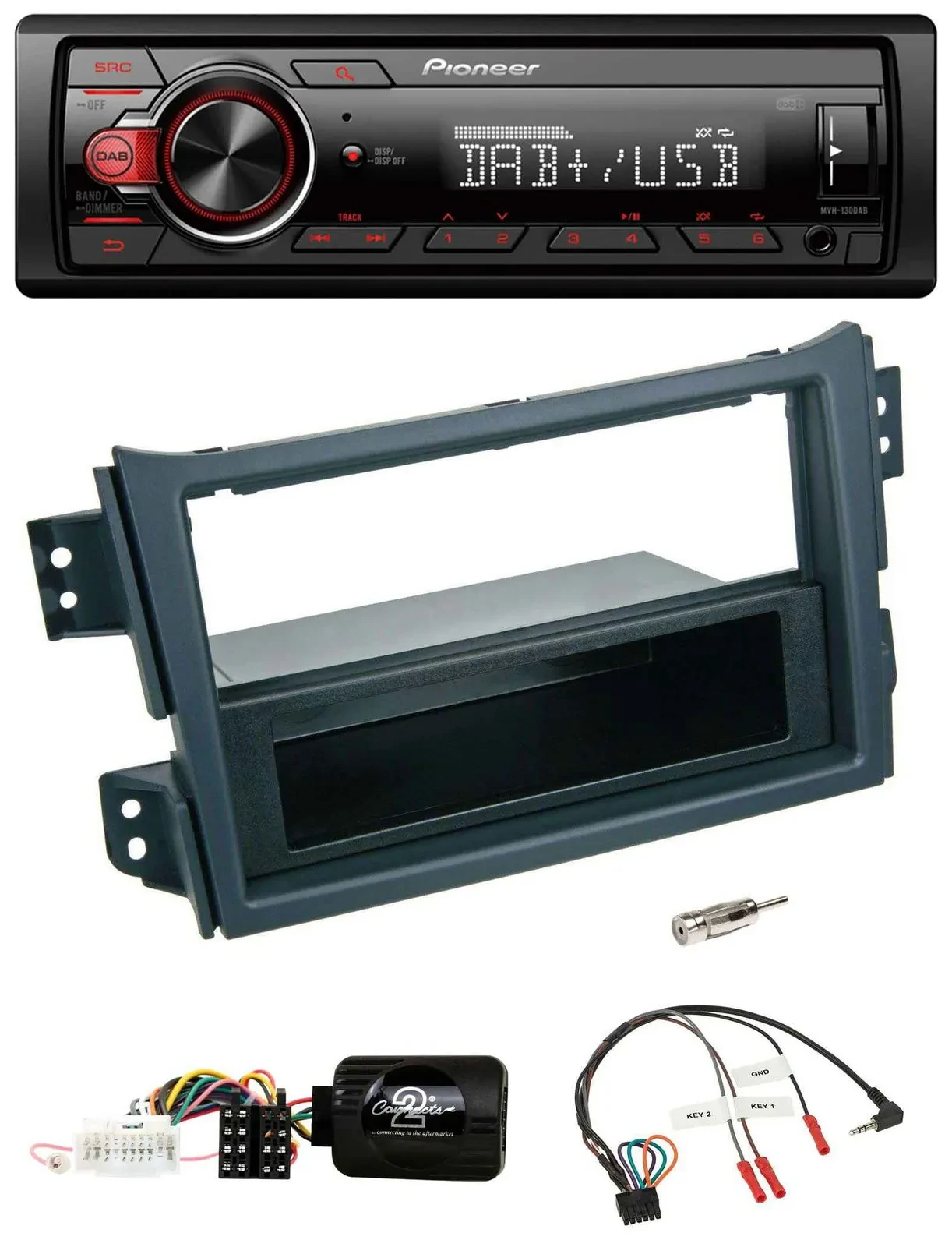 Pioneer MP3 1DIN DAB USB Lenkrad Autoradio für Opel Agila B Suzuki Splash 2008-2