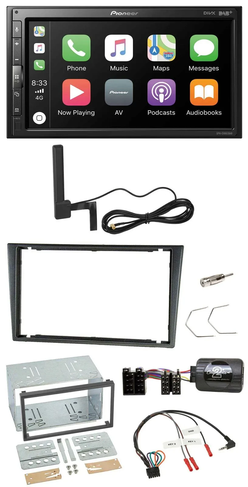 Pioneer USB 2DIN Bluetooth DAB Lenkrad Autoradio für Opel Corsa C 200-2004 charc