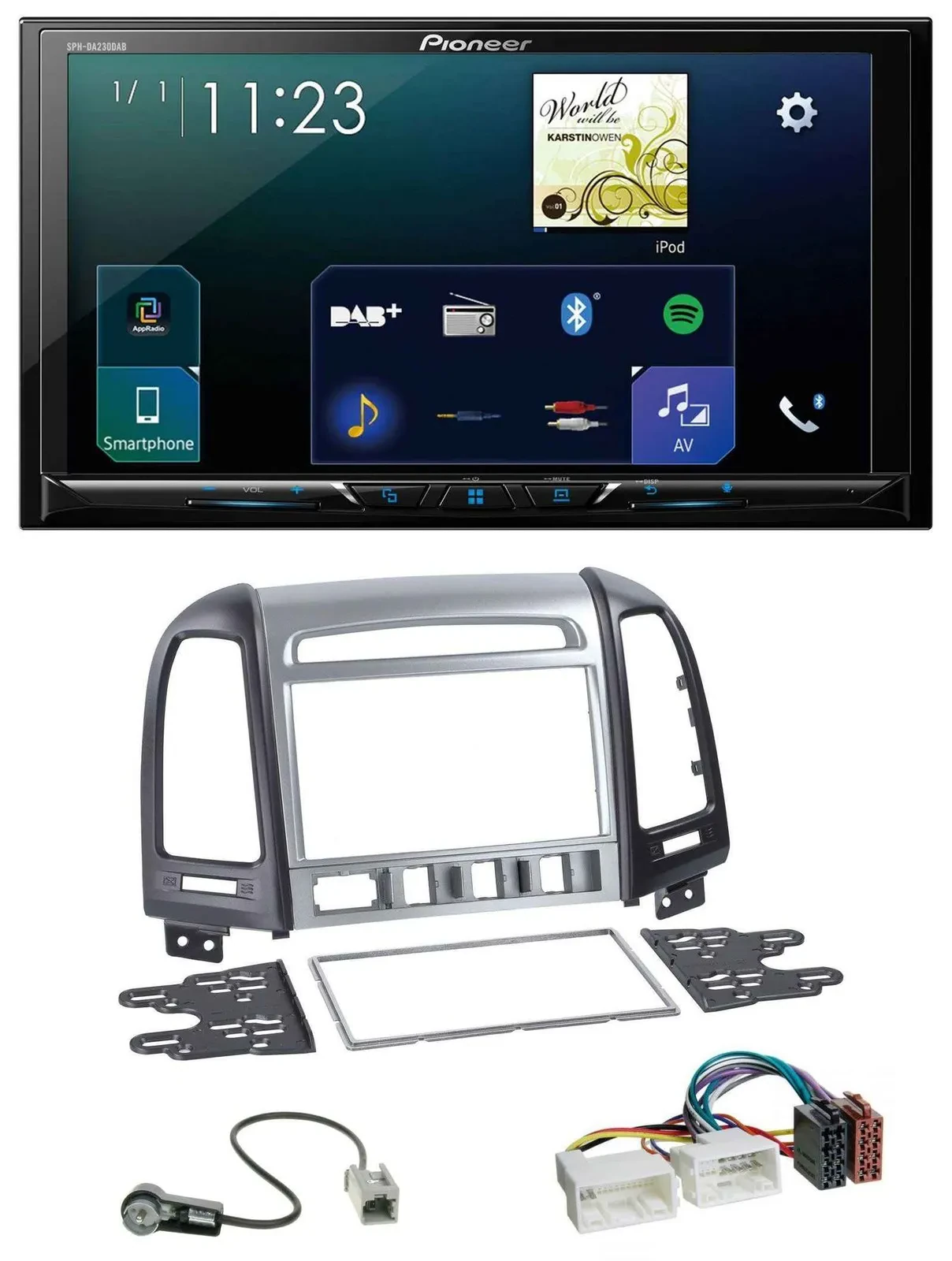 Pioneer MP3 Bluetooth USB 2DIN DAB Autoradio für Hyundai Santa Fe 4 Schalter ab