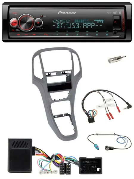 Pioneer Bluetooth USB Lenkrad DAB Autoradio für Opel Astra J ab 2009 Titan grau
