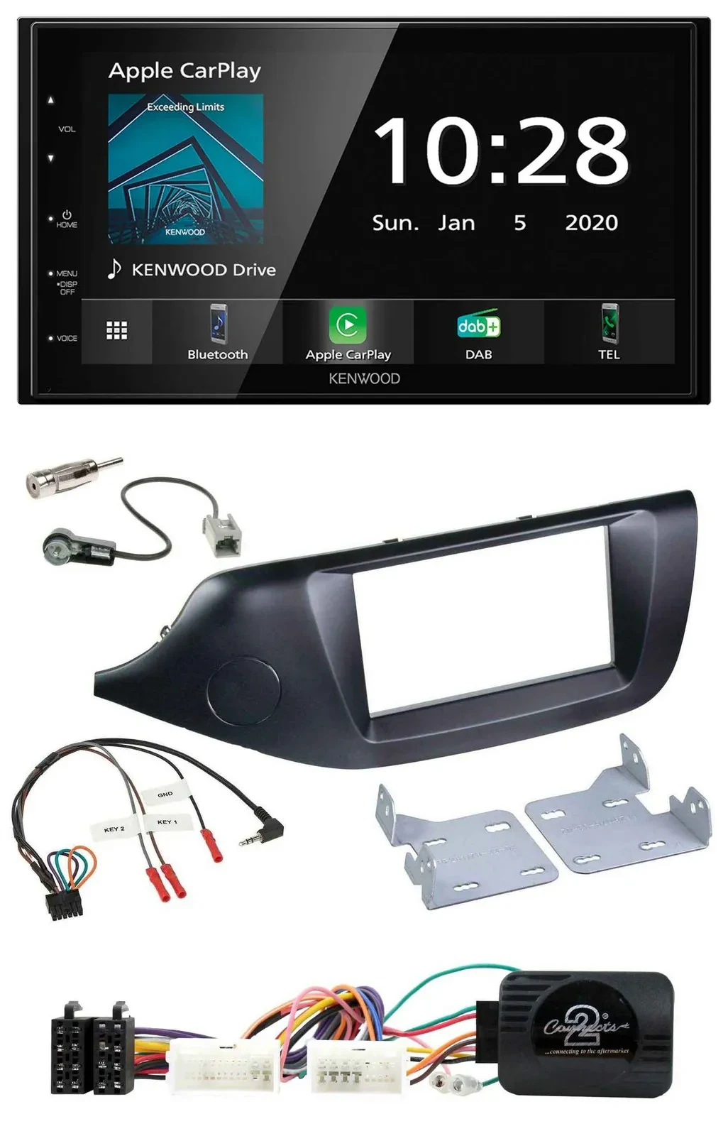 Kenwood Bluetooth Lenkrad DAB USB 2DIN Autoradio für Kia Ceed ab 2012 schwarz oh