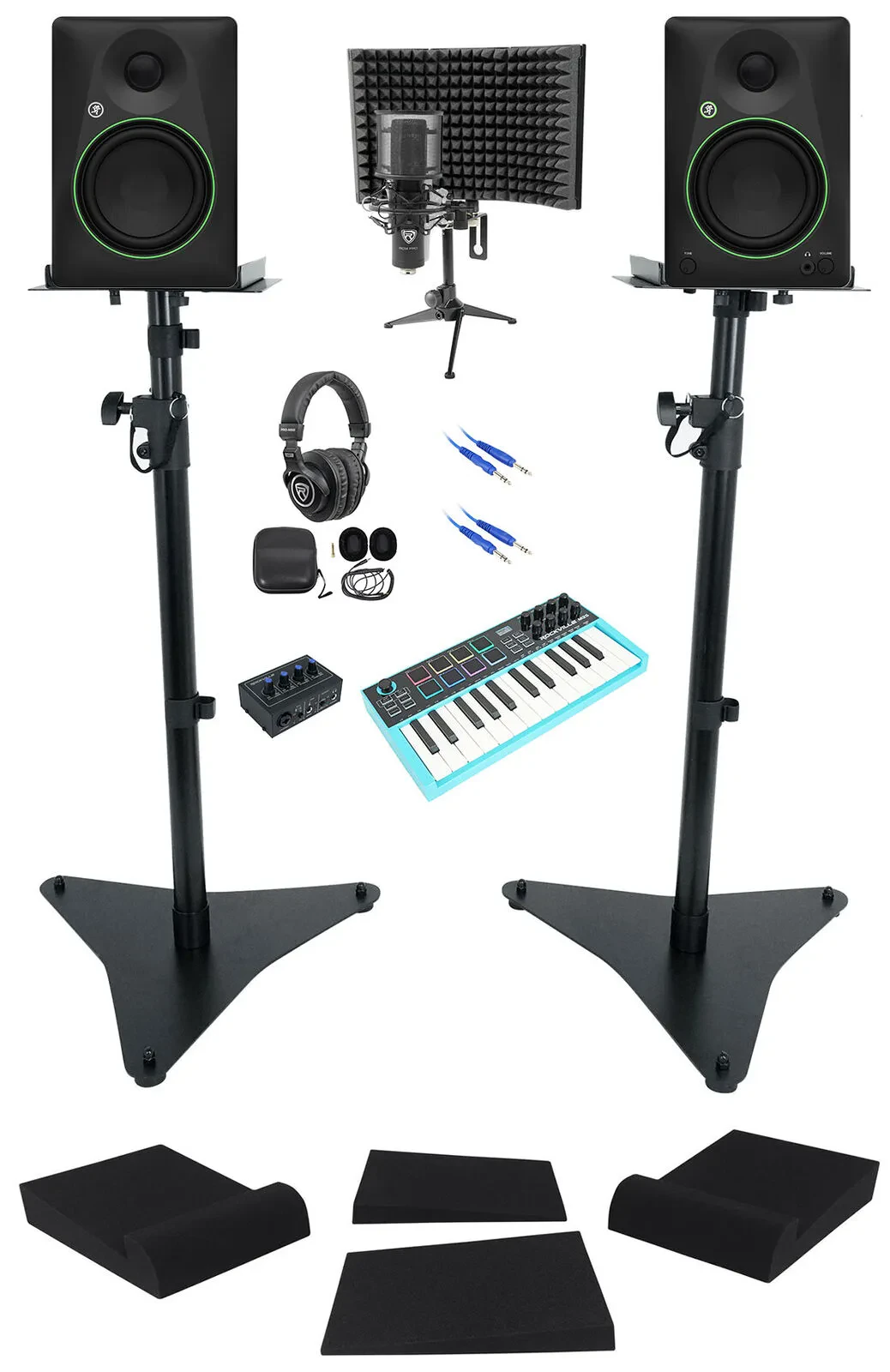 Mackie Recording Kit w/CR5BT Studio Monitors+Interface+Controller+Mic+Headphones