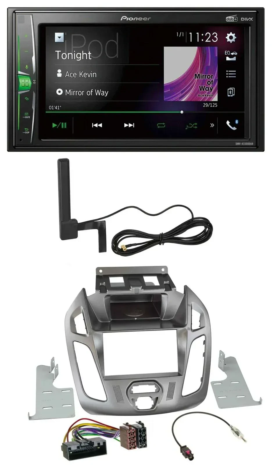 Автомагнитола для Ford Transit 2013–2018 Pioneer 2DIN, MP3, DAB, AUX, Bluetooth, без дисплея