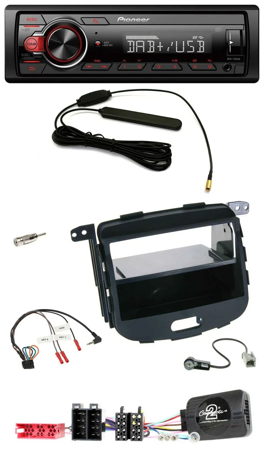 Автомагнитола для Hyundai i10 (2009–2013) Pioneer 1 DIN, DAB, USB, MP3, поддержка кнопок на руле, черный, резиновое покрытие