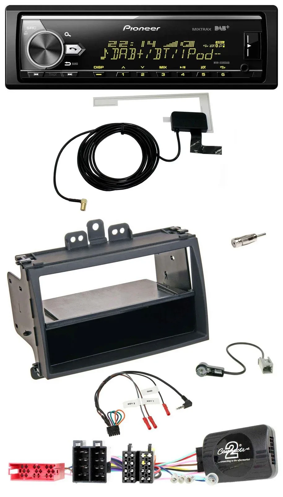 Pioneer Bluetooth DAB USB Lenkrad Autoradio für Hyundai i20 09-11 schwarz Rubber