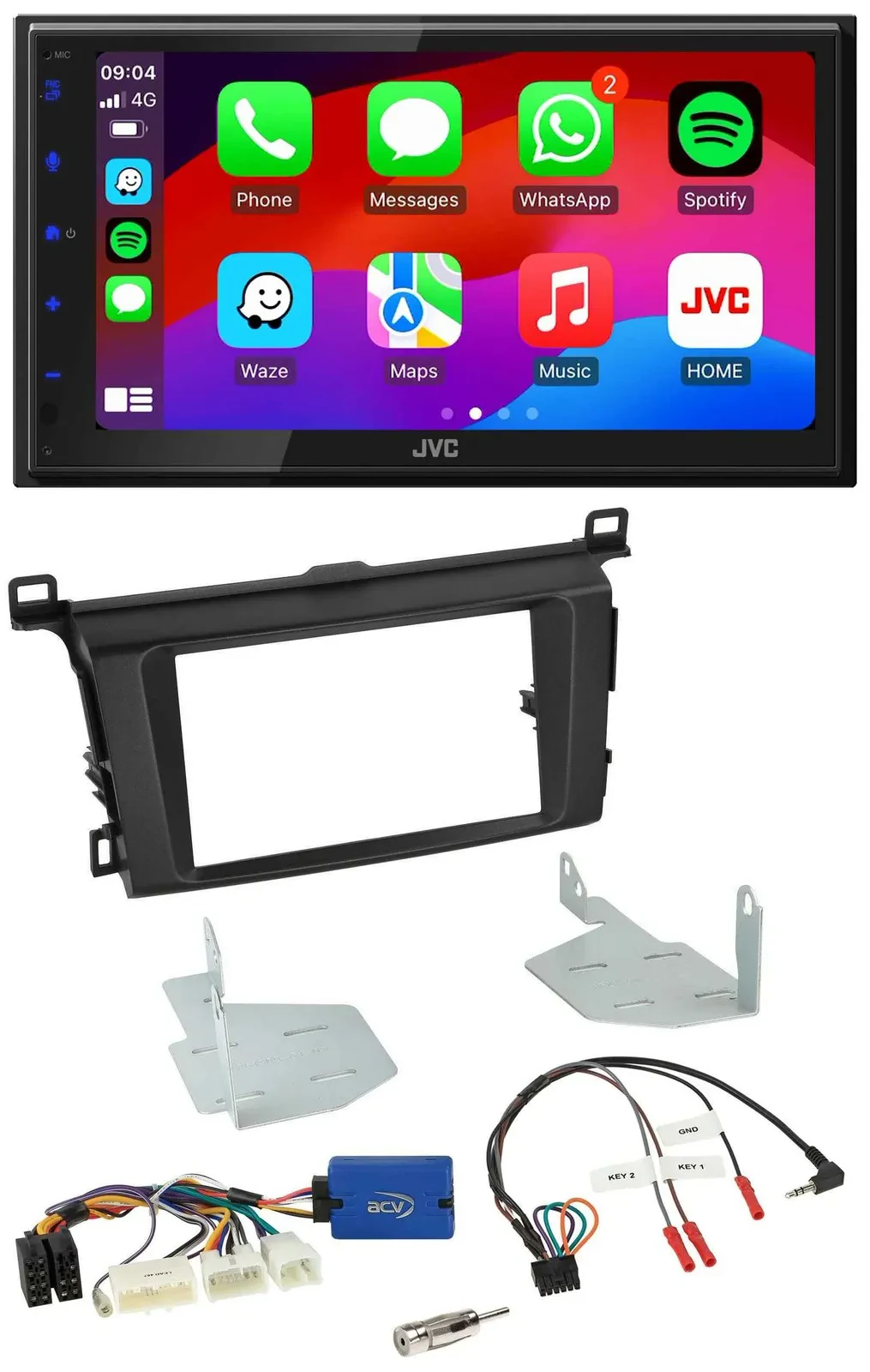 Автомагнитола JVC 2DIN, Bluetooth, DAB, USB, для Toyota RAV4 (с 2013)
