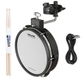 Nux DM-8 Tom-Set E-Drum Pad 10 Zoll mit Halterung und keepdrum Drumsticks 1 Paar