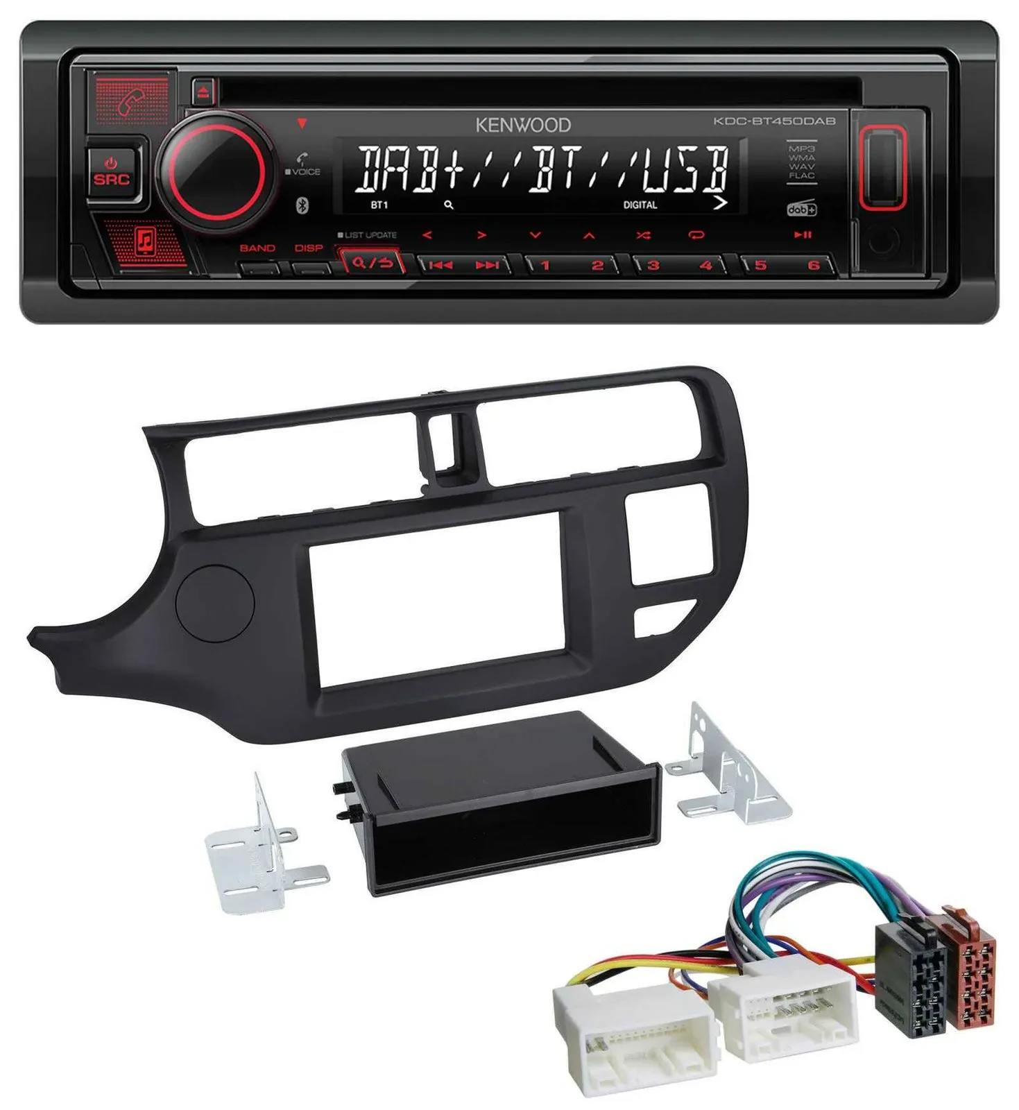 Kenwood MP3 CD USB Bluetooth DAB Autoradio für Kia Rio (UB 2011-2014) schwarz