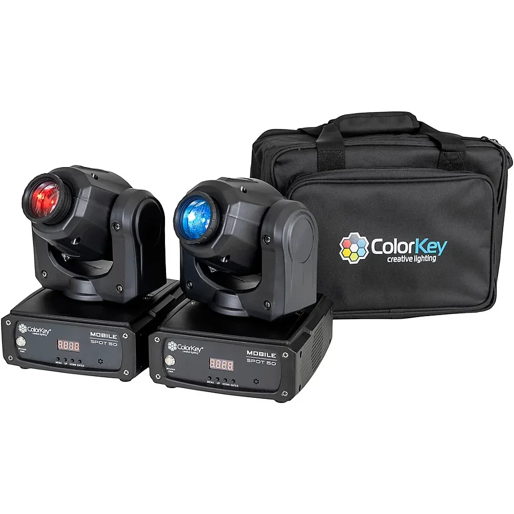 ColorKey Mobile Spot 50 Battery Powered 30W LED Moving Head Spot w/DMX 2-Pack