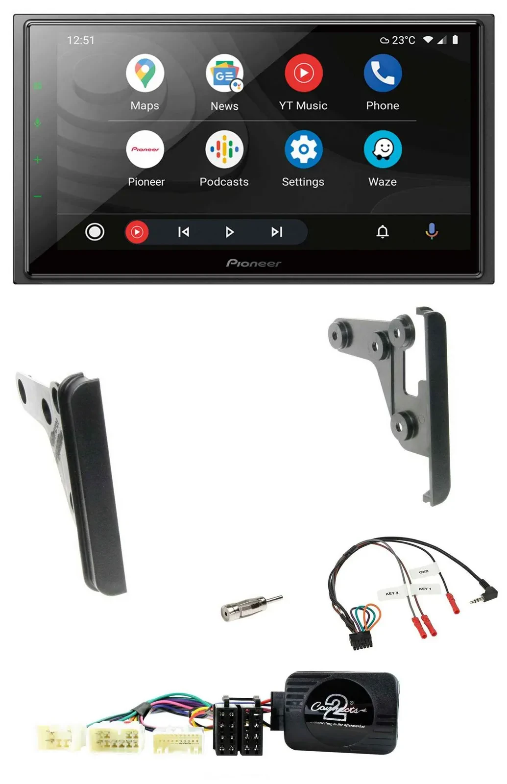 Автомагнитола Pioneer для Toyota Yaris 2007–2010, 2DIN, DAB, Bluetooth, USB, поддержка кнопок на руле