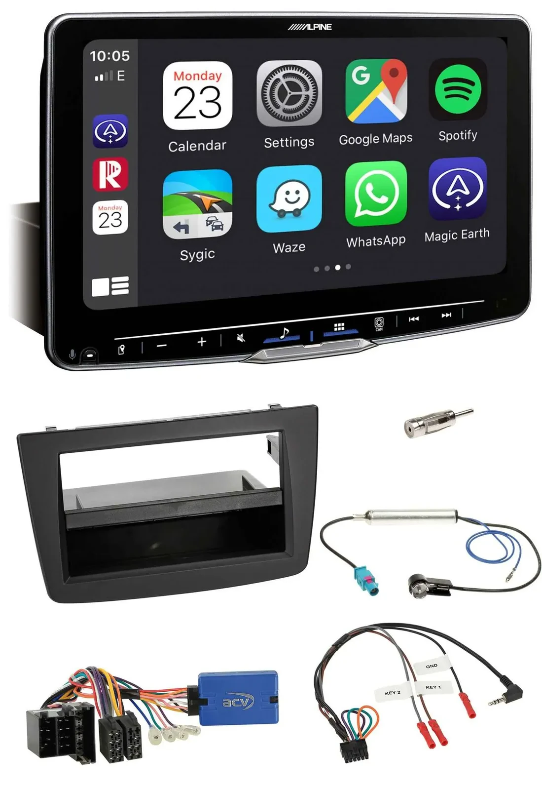 Автомагнитола для авто Alpine Bluetooth USB DAB для Alfa Romeo Mito (2013–2018) ISO, черный