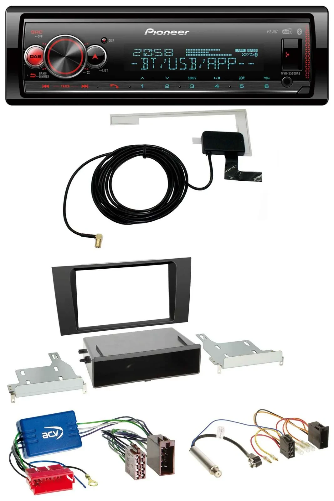 Автомагнитола Pioneer Bluetooth, DAB, USB, MP3 для Audi A4 B5 (1999–2001), для активной аудиосистемы Symphony