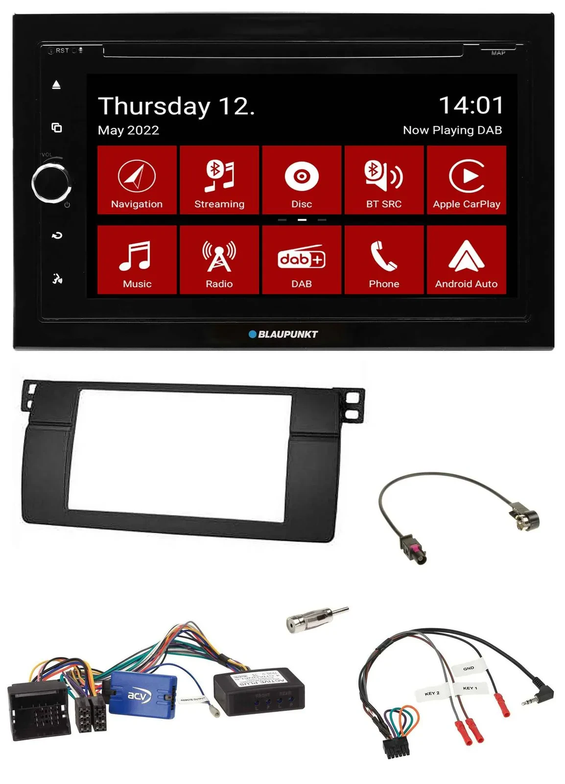 Blaupunkt 2DIN Lenkrad Bluetooth USB TMC DAB Navigation für BMW 3er 2002-2006 E4