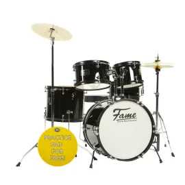 Kiddyset 5PC Jr Drumset Elias Black, Bass Drum, Toms, Snare, Hardware, Hocker