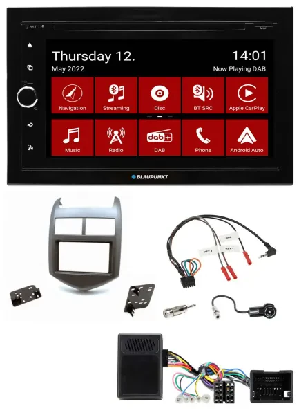 Blaupunkt 2DIN Lenkrad Bluetooth USB TMC DAB Navigation für Chevrolet Aveo ab 11