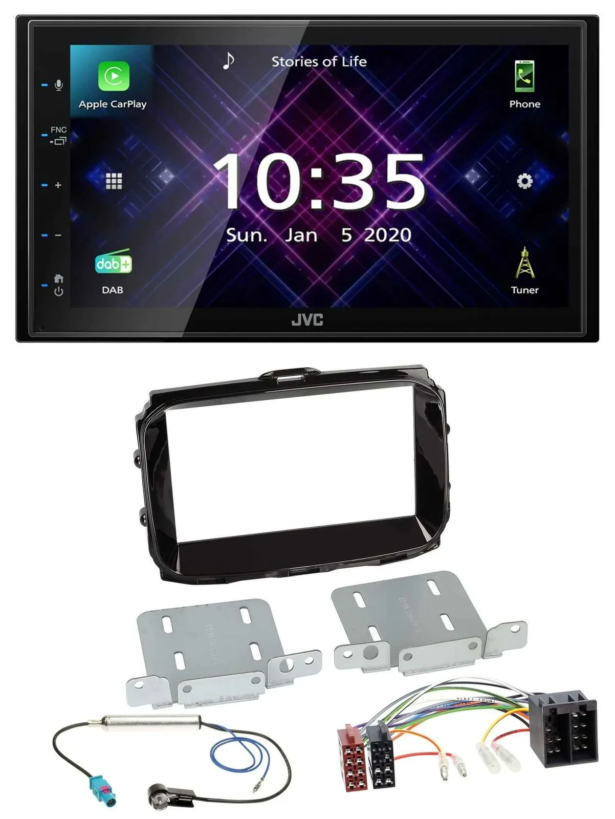 JVC DAB 2DIN MP3 Bluetooth USB Autoradio für Alfa Romeo ISO ab 2013 piano