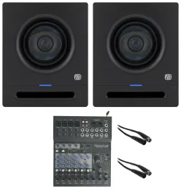 Pair Presonus Eris Pro 4 Powered 4" 2-Way Powered Studio Monitor Speakers+Mixer