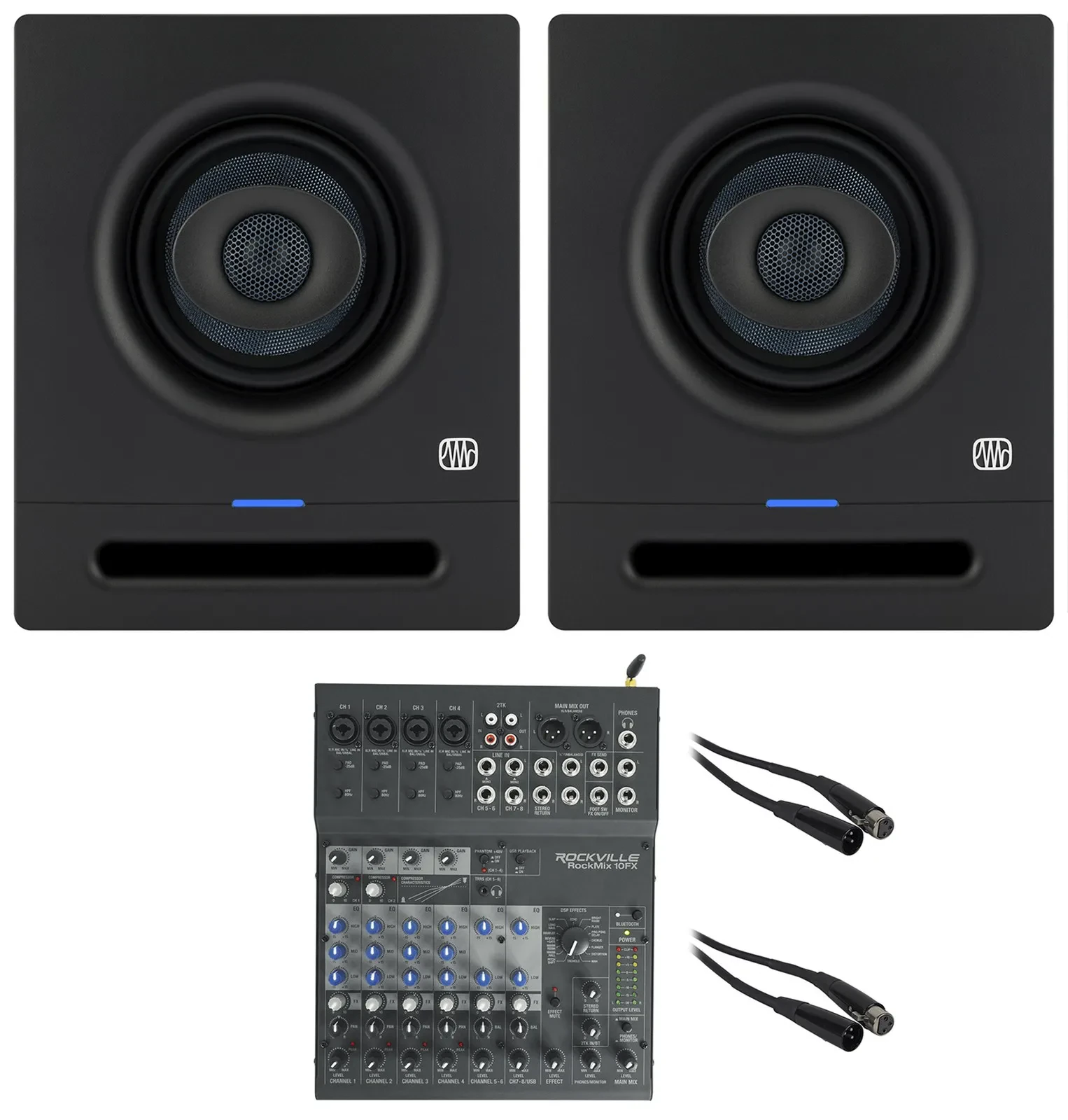 Pair Presonus Eris Pro 4 Powered 4" 2-Way Powered Studio Monitor Speakers+Mixer