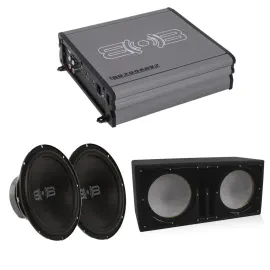 Belva BB200ABv2 Monoblock Amplifier w/ 10" (2) Car Audio Subwoofer + Ported Box