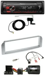 Автомагнитола для Alfa Romeo 147/GT Pioneer 1-DIN USB DAB MP3, совместима с кнопками на руле, серебристо-серая