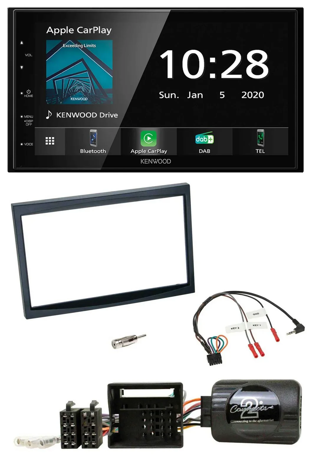 Kenwood Bluetooth Lenkrad DAB USB 2DIN Autoradio für Citroen C2 C3 Berlingo Jump