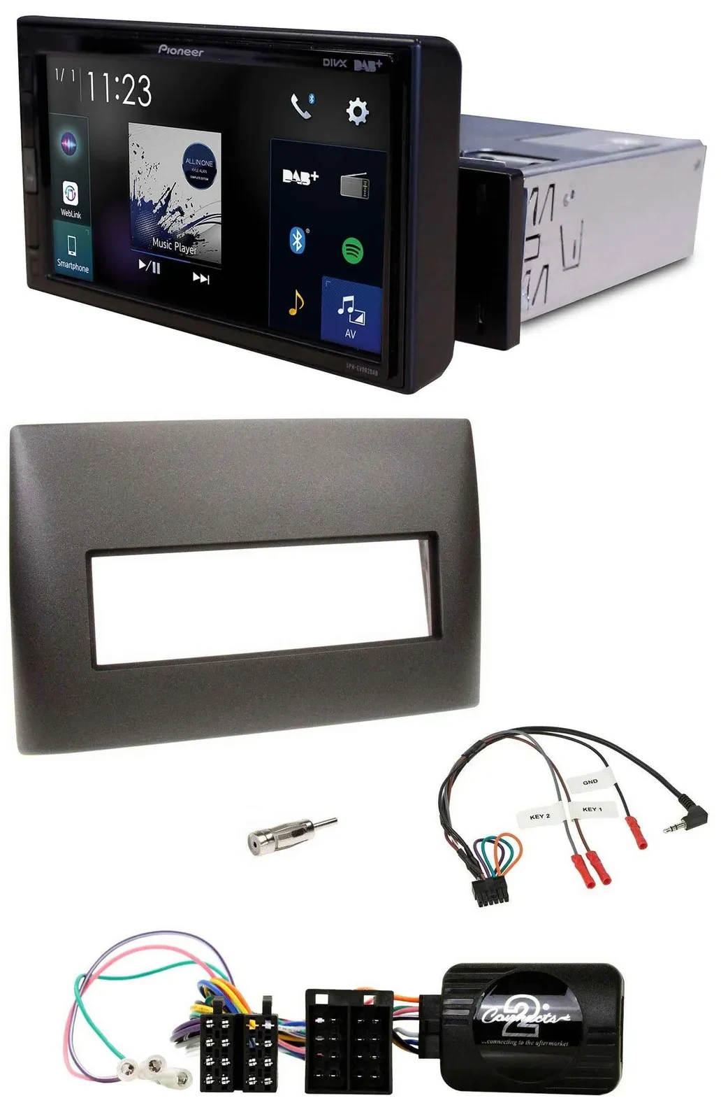 Автомагнитола Pioneer DAB, Bluetooth, USB, поддержка управления с руля, для Fiat Stilo (2001–2007), чёрная