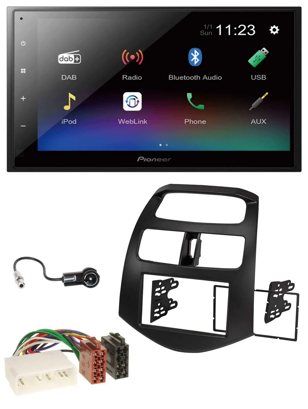 Pioneer USB Bluetooth DAB 2DIN MP3 Autoradio für Chevrolet Spark KLM 2012-2013