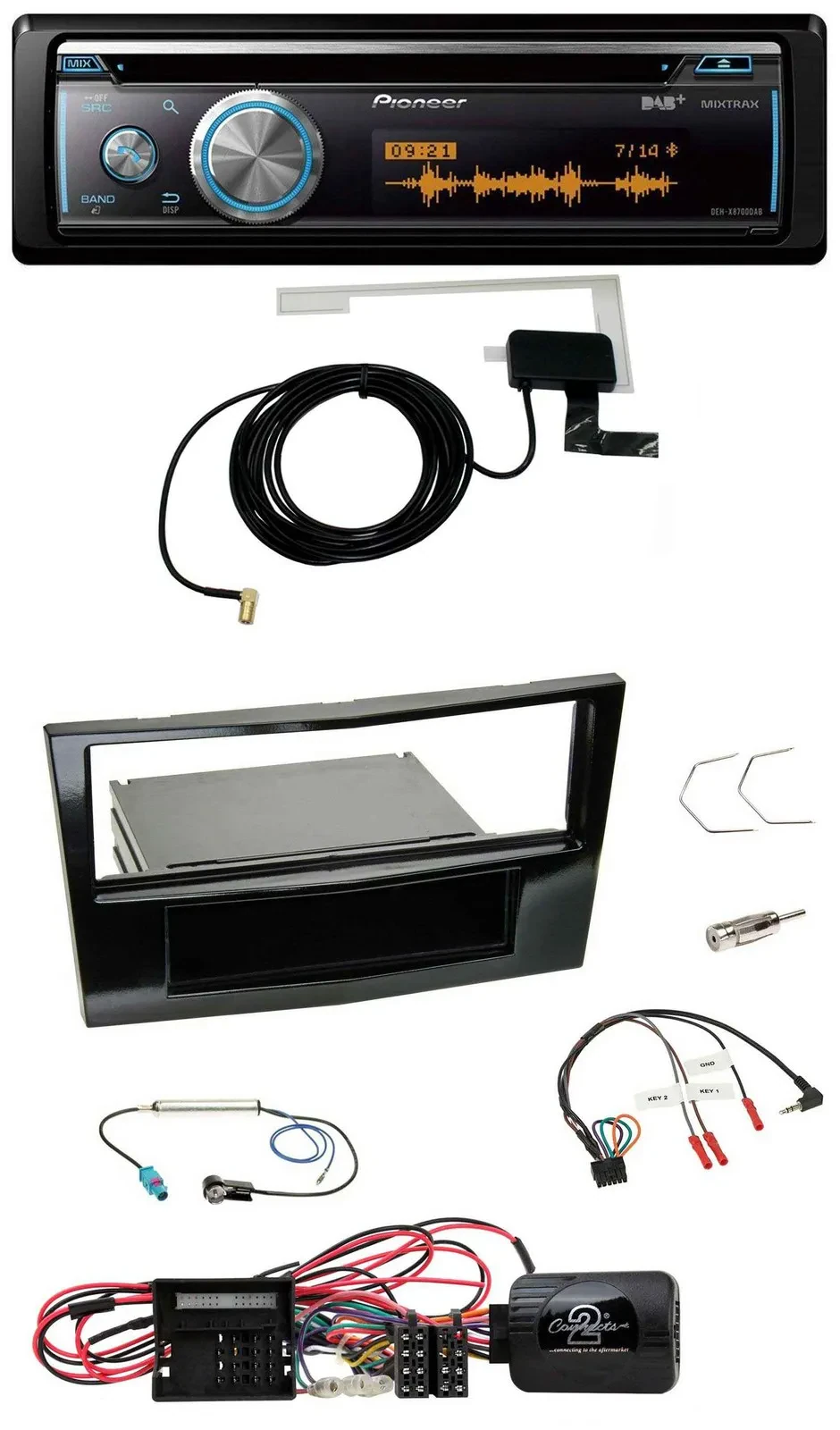 Автомагнитола Pioneer Bluetooth DAB USB CD, поддержка управления с руля для Opel Corsa D, черный глянец